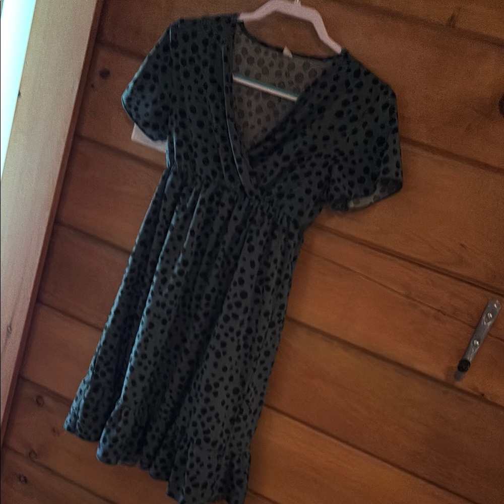 SHEIN Black Polka Dot Kids Casual Dress